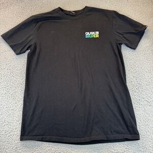 Vintage Quiksilver‎ T Shirt Men's Size Medium Black Y2K Surf Surfer Spellout